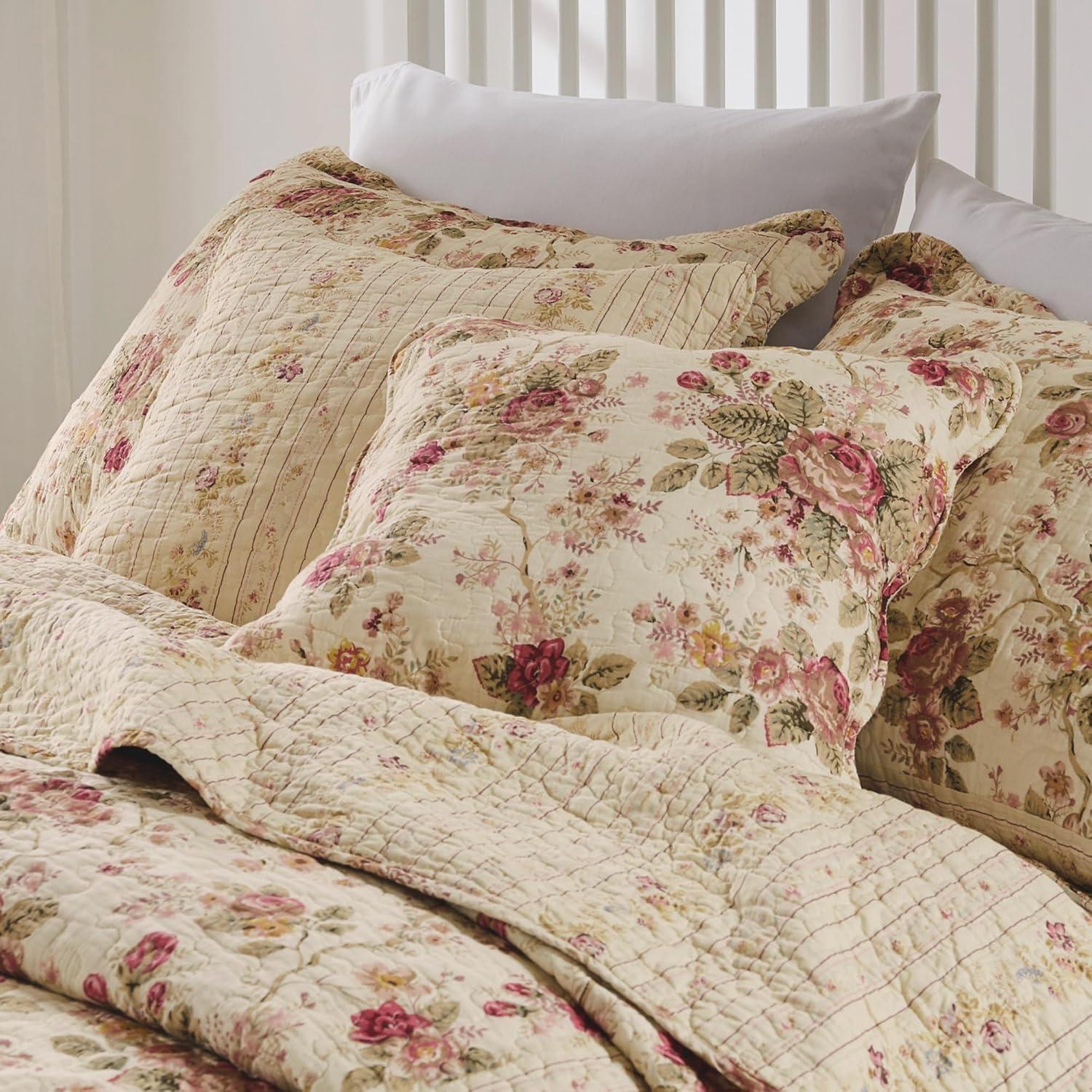 Antique Rose Cotton Throw Pillow Set (Set of 2)