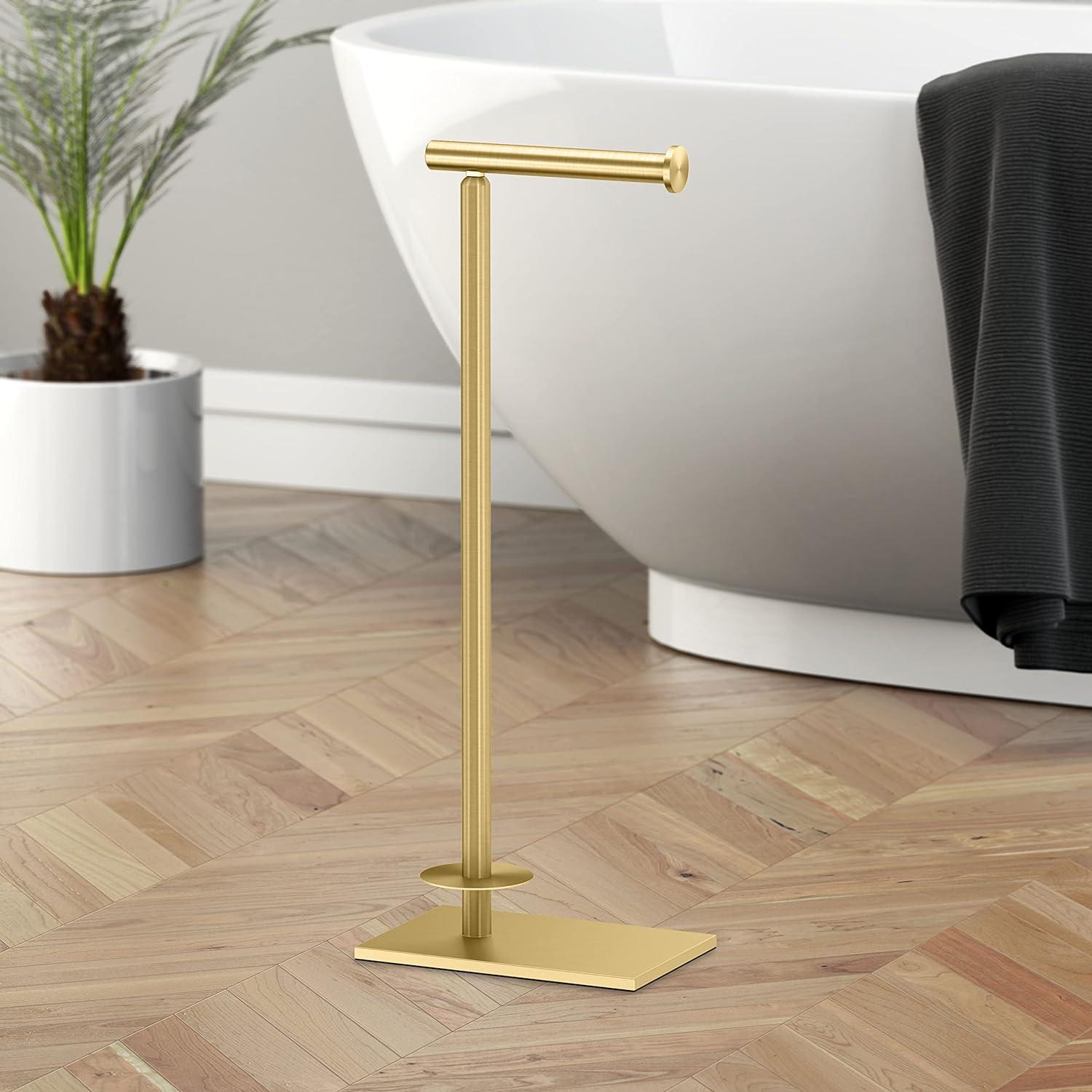 Gatco 1443 Latitude 2 Free Standing Toilet Paper Holder - Brass