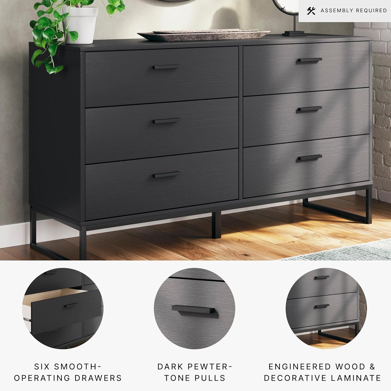 Signature Design by Ashley Socalle 6 Drawer Dresser, Black