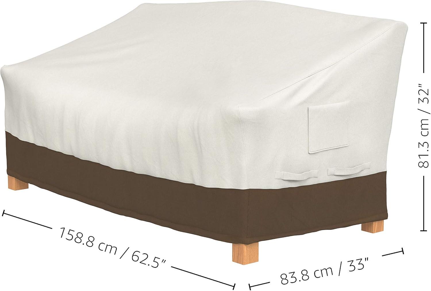 Beige and Brown Polyester 3-Seater Outdoor Patio Bench Cover