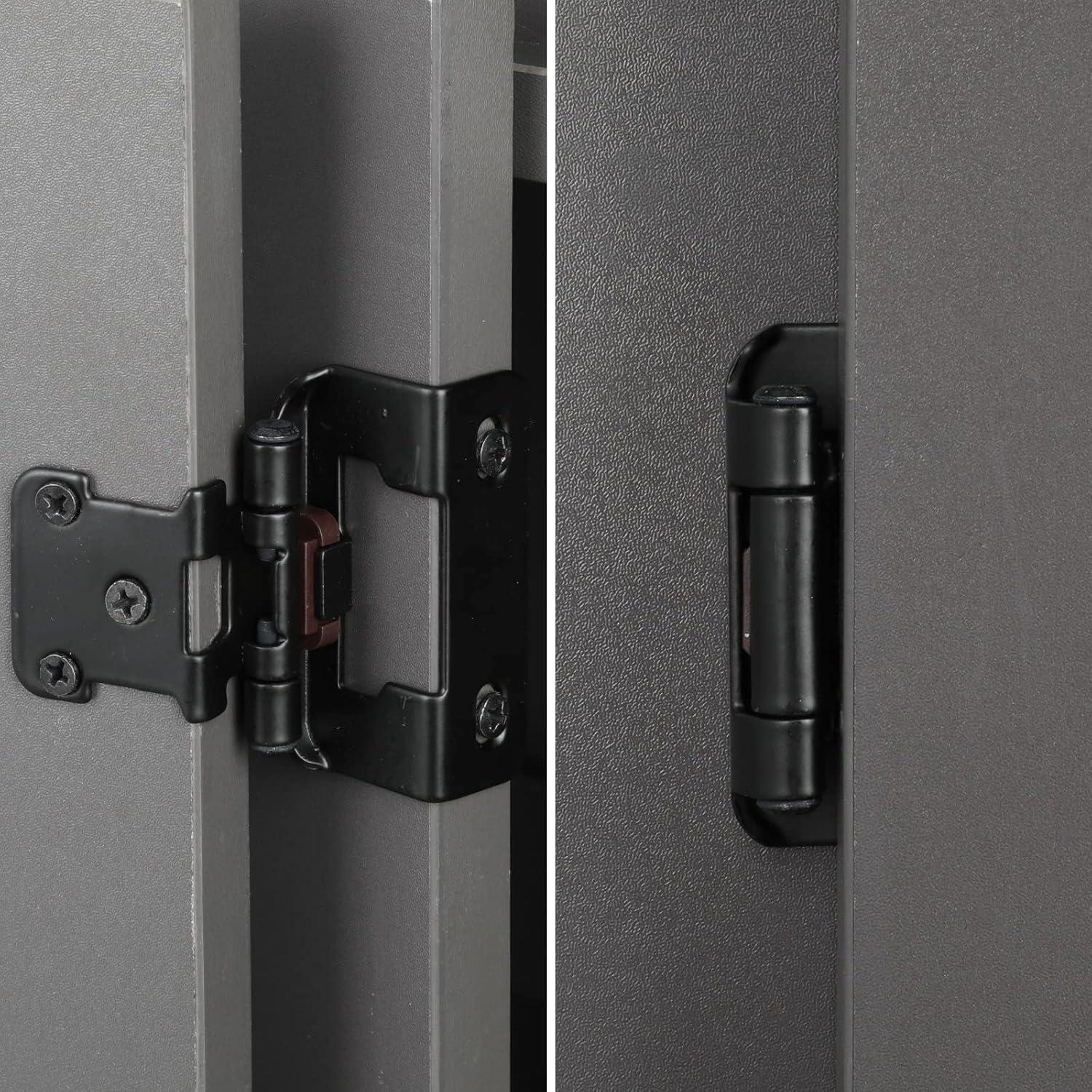 50 Pack 25 Pairs Semi-Overlay 1/2 inch Self-Closing Face Frame Cabinet Hinges Matte Black Half Wrap-Around Kitchen Cabinet Door Hinges Face Mount Cabinet Hardware Matte Black Matte Black