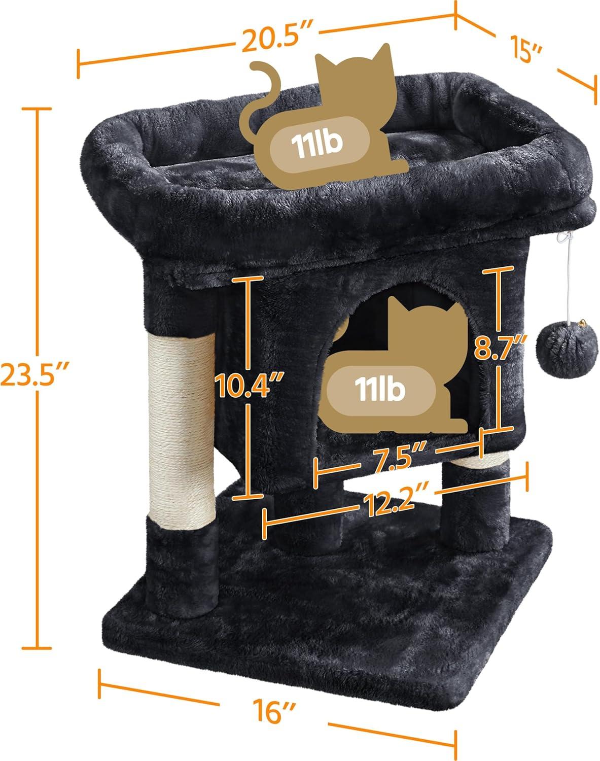 Yaheetech 23.5" Small Cat Tree Condo with Plush Perch - Black