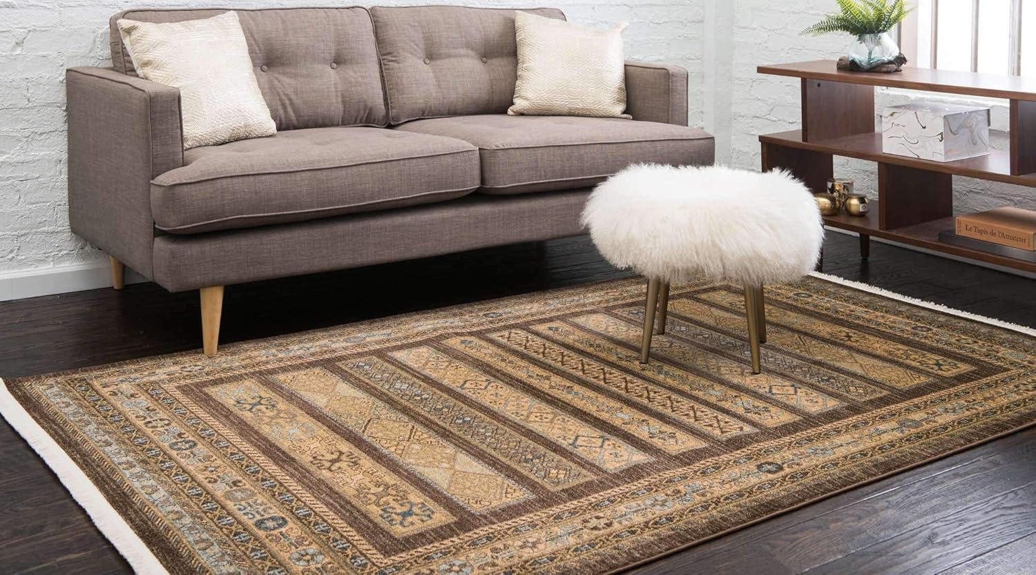 Unique Loom Fars Collection Area Rug - Pasadena (7' 1" x 10' Rectangle Brown/Light Blue)