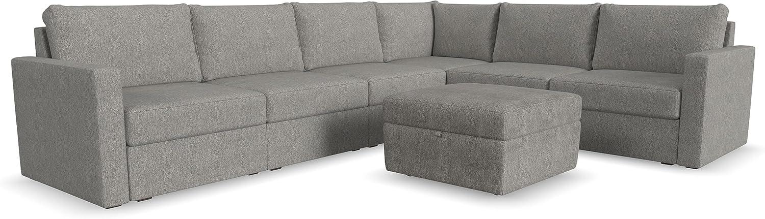 Flex 6 - Piece Upholstered Modular Sectional with Storage Ottoman