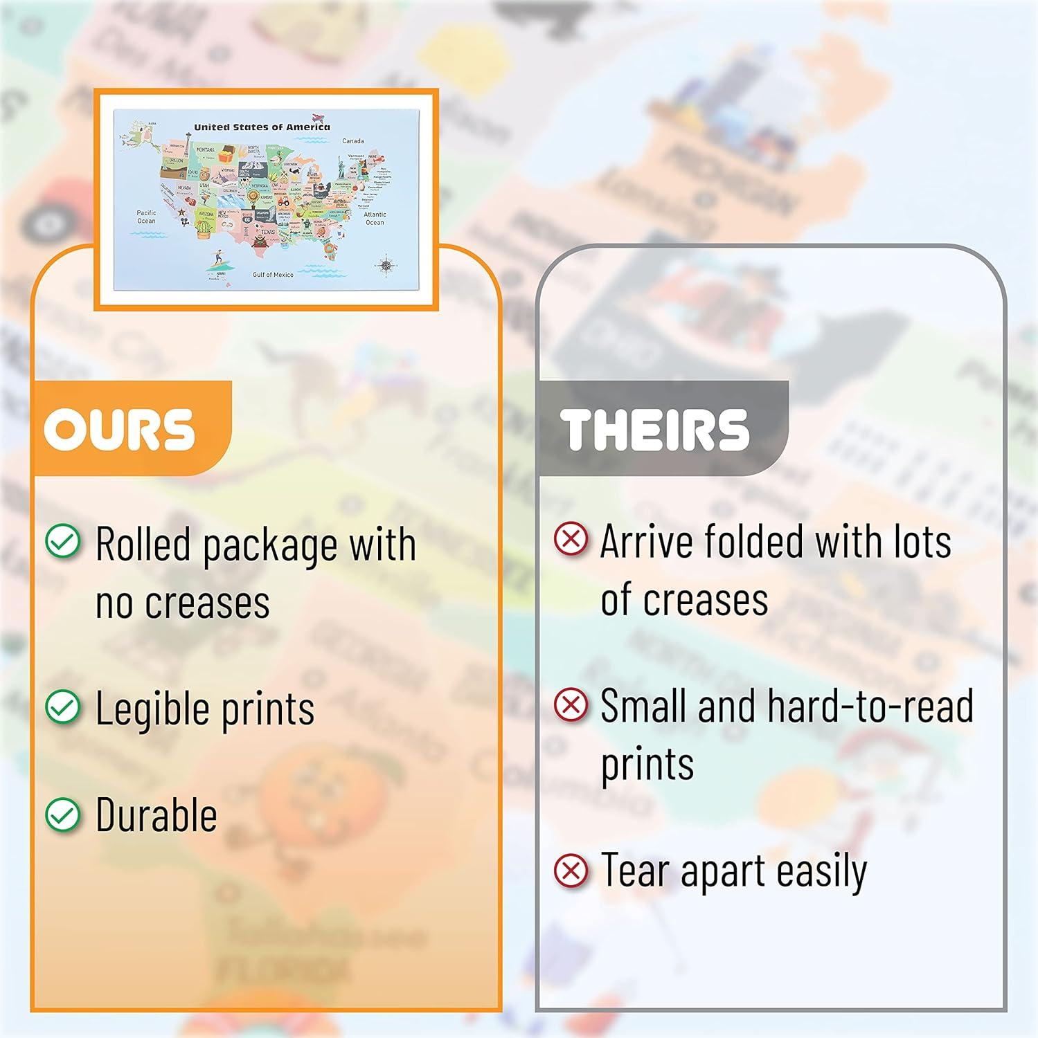 Mr. Pen- United States Map for Kids, 14.5”x 24.6”, Us Map for Kids Learning, Map of Usa, Wall Maps, Usa Map Poster