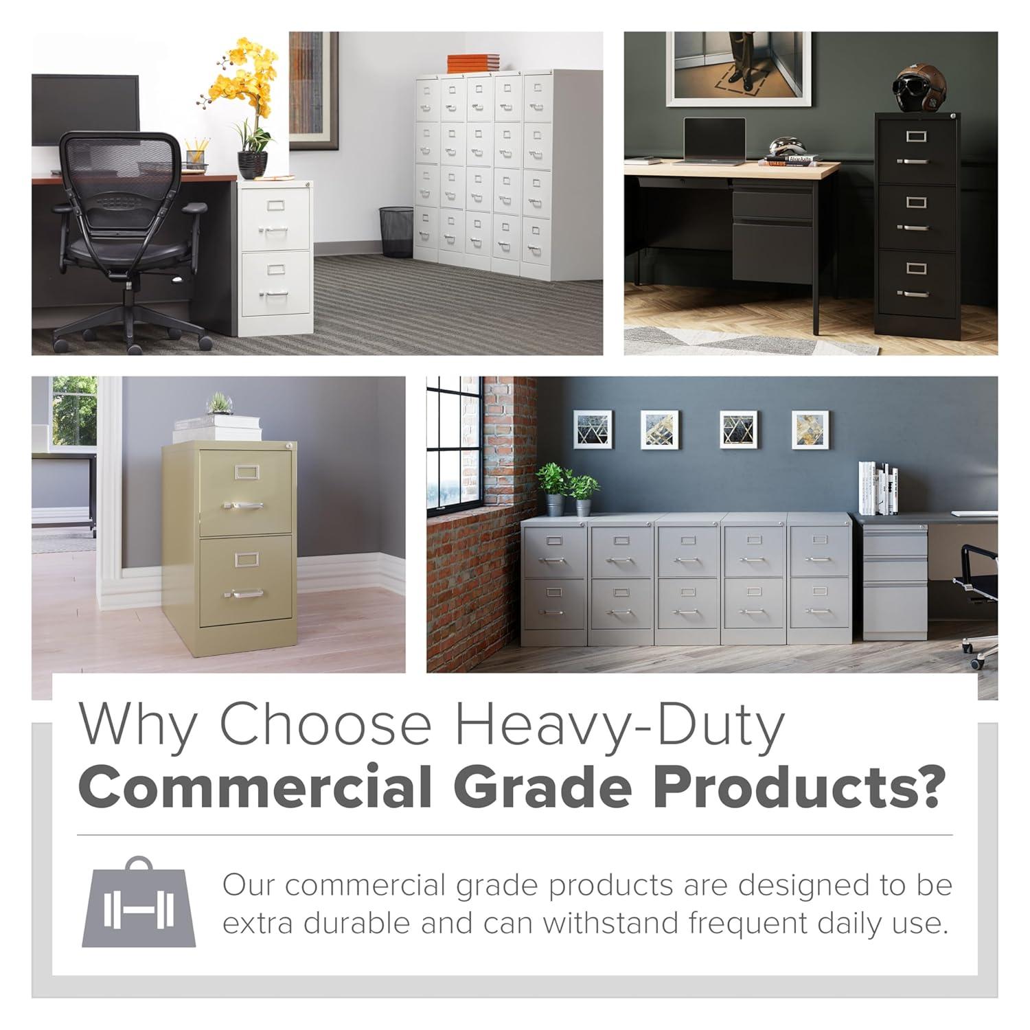 Hirsh Vertical File Cabinet 4 Drawer 22" - Black: Steel Office Filing, GreenGuard & ANSI/BIFMA Certified, No Assembly Required