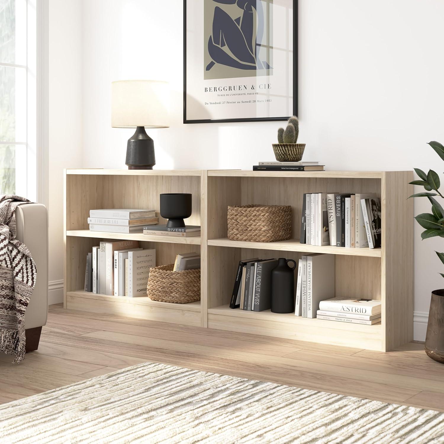 Universal Small 2 Shelf Bookcase in Natural Elm - Engineered Wood