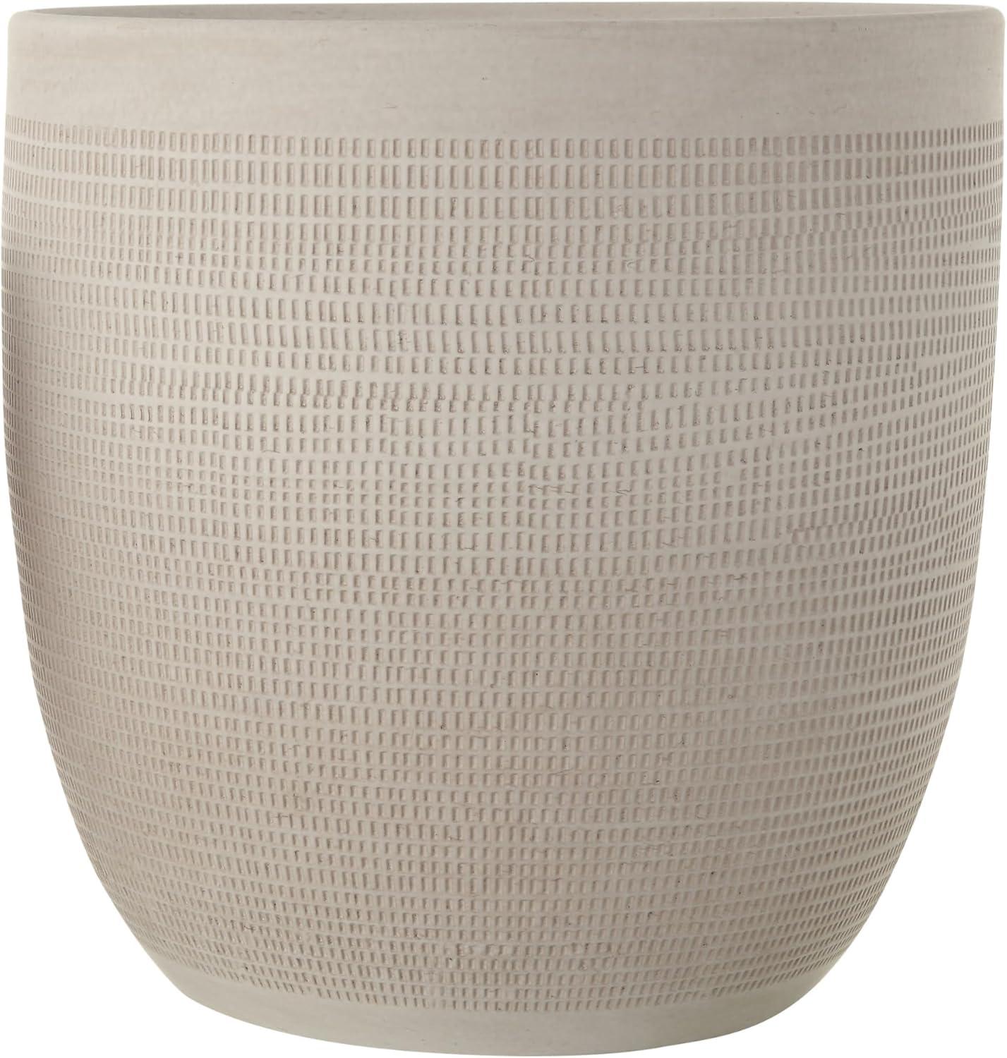 Woven Paths Large Matte White Embossed Stoneware Planter