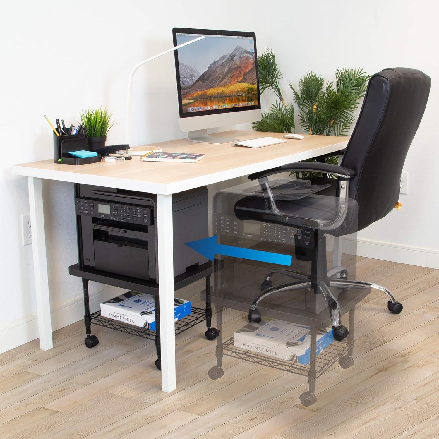 Mount-It! Under Desk Printer Stand with Wheels & Storage Shelf for Office and Home Use, 2 Tiers