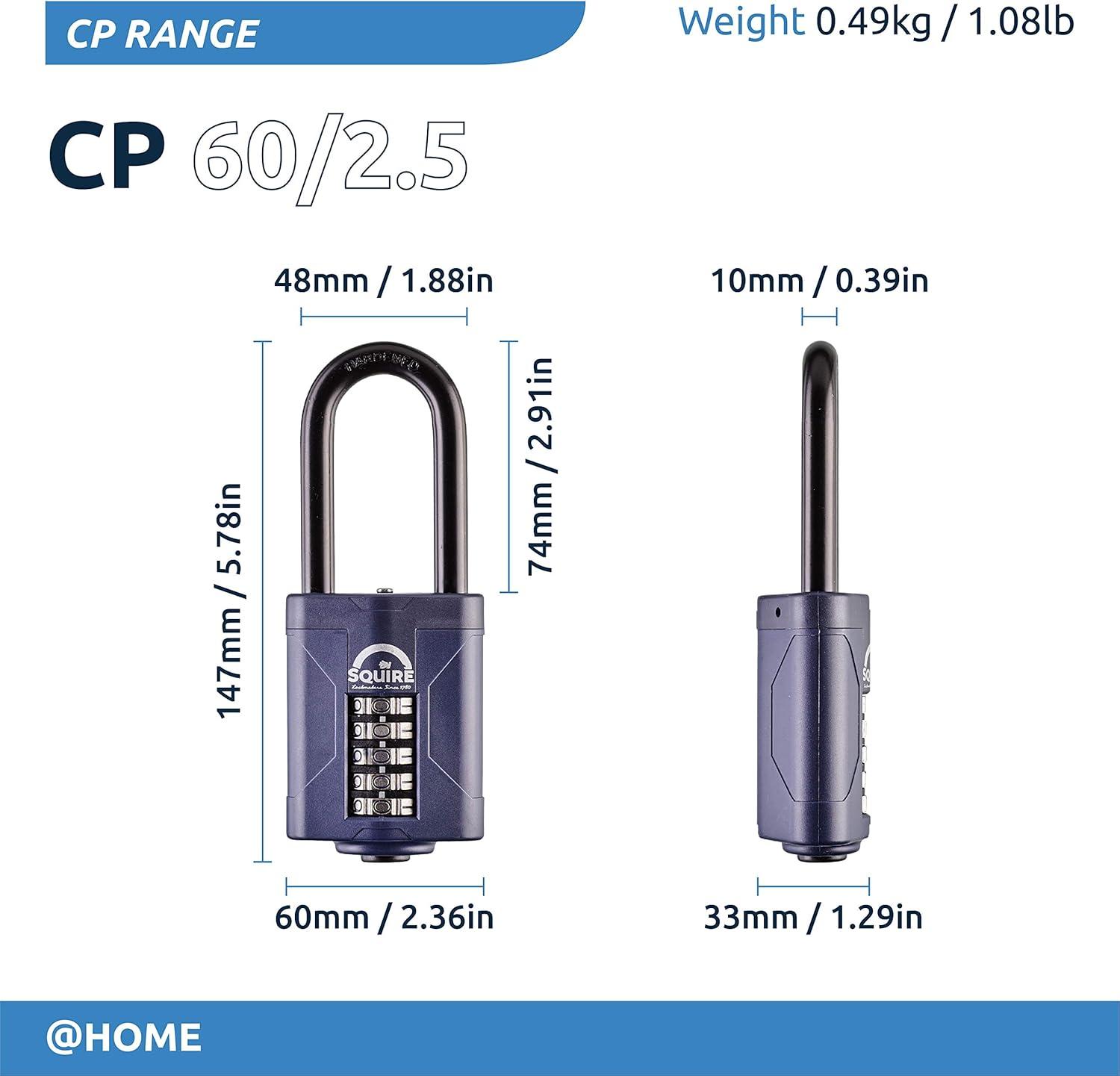 Blue Heavy Duty Long Shackle 5-Wheel Combination Padlock