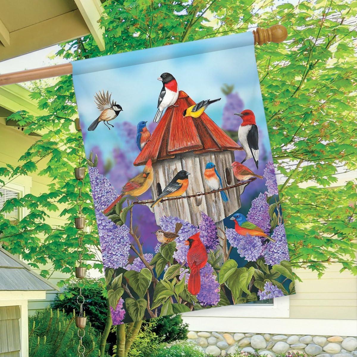Briarwood Lane House Flag 40x28 For Outdoor Bluebirds and Daffodils Spring For Spring House Flag