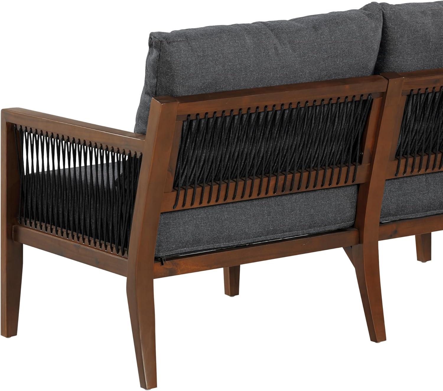 Nathan James Freya Bohemian Wood Outdoor Patio Loveseat Dark Gray