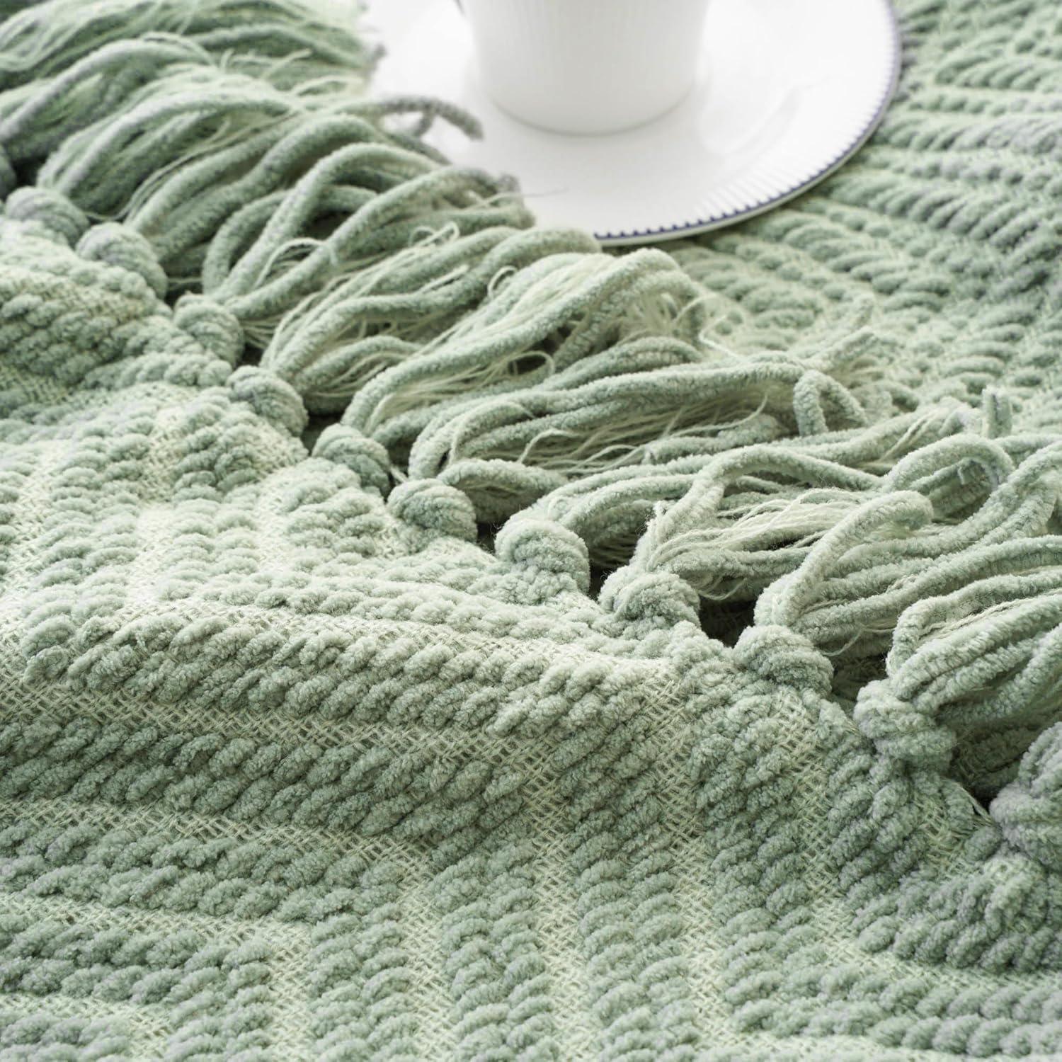 Sage Green 50"x60" Knitted Acrylic Polyester Throw Blanket