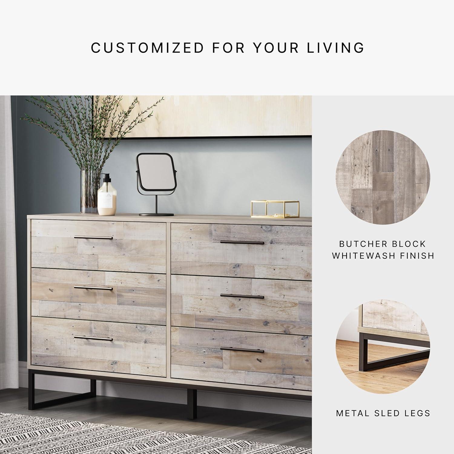 Signature Design by Ashley Casual Neilsville 6 Drawer Dresser, Whitewash
