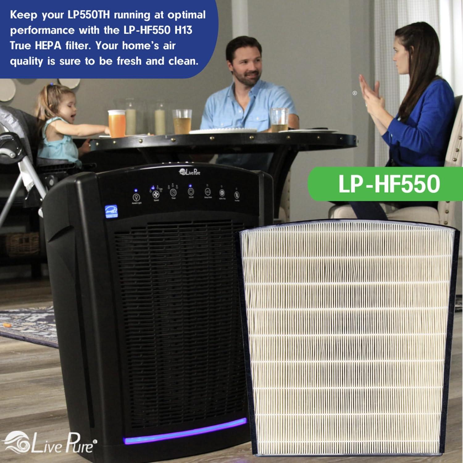 LivePure True HEPA Replacement LP-HF550 Filter for Bali Series Air Purifiers LP550TH, LP550THP, LP560, White