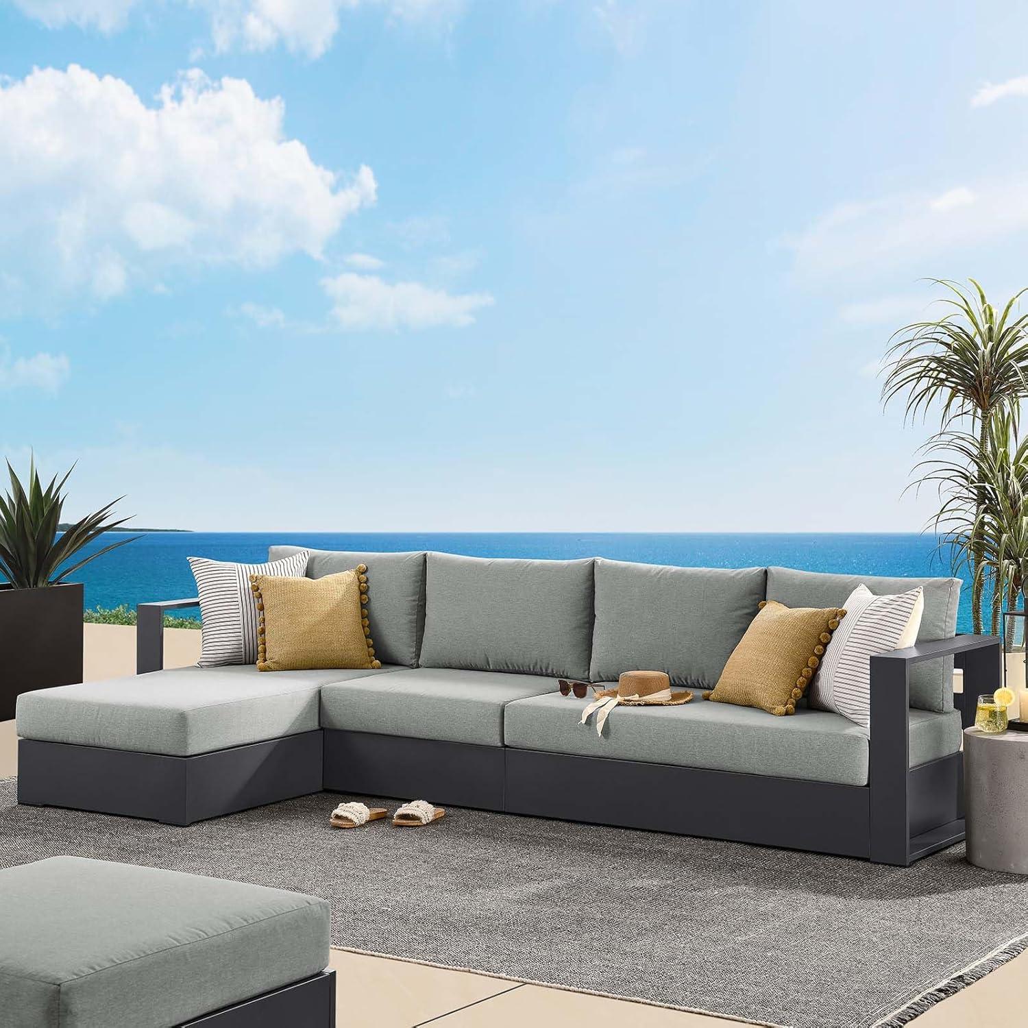 Tahoe Gray Aluminum Outdoor Sectional Sofa with Cushions