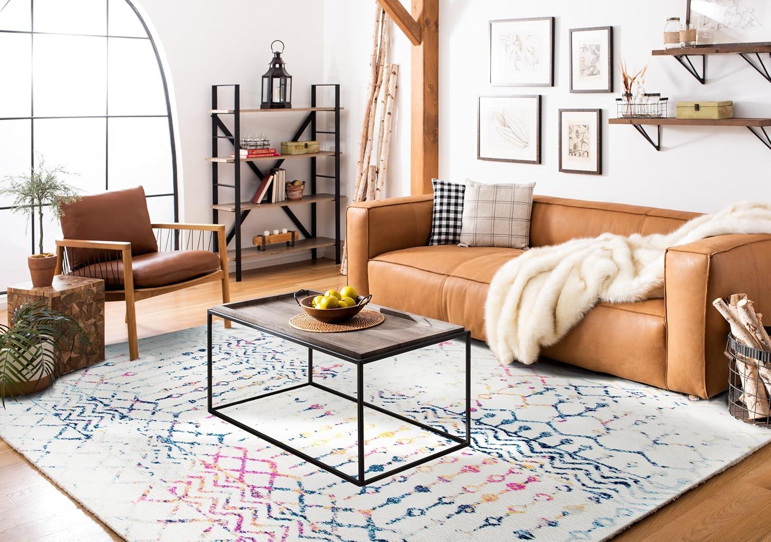 SAFAVIEH Tulum Glen Moroccan Geometric Area Rug, 10' x 13', Ivory/Blue