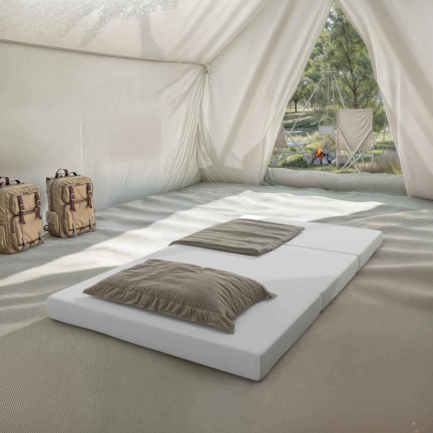 Flash Furniture Cloud Portable Tri-Fold 4" Cooling Memory Foam Twin Mattress in a Box with Removable Washable Cover
