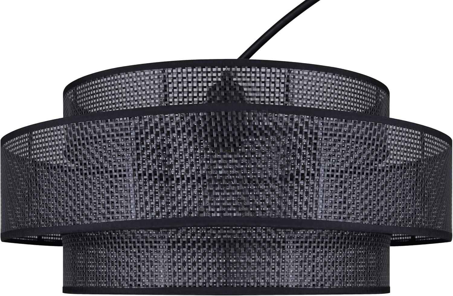 Bellamy 82" Black Arc Floor Lamp with Faux Rattan Shade