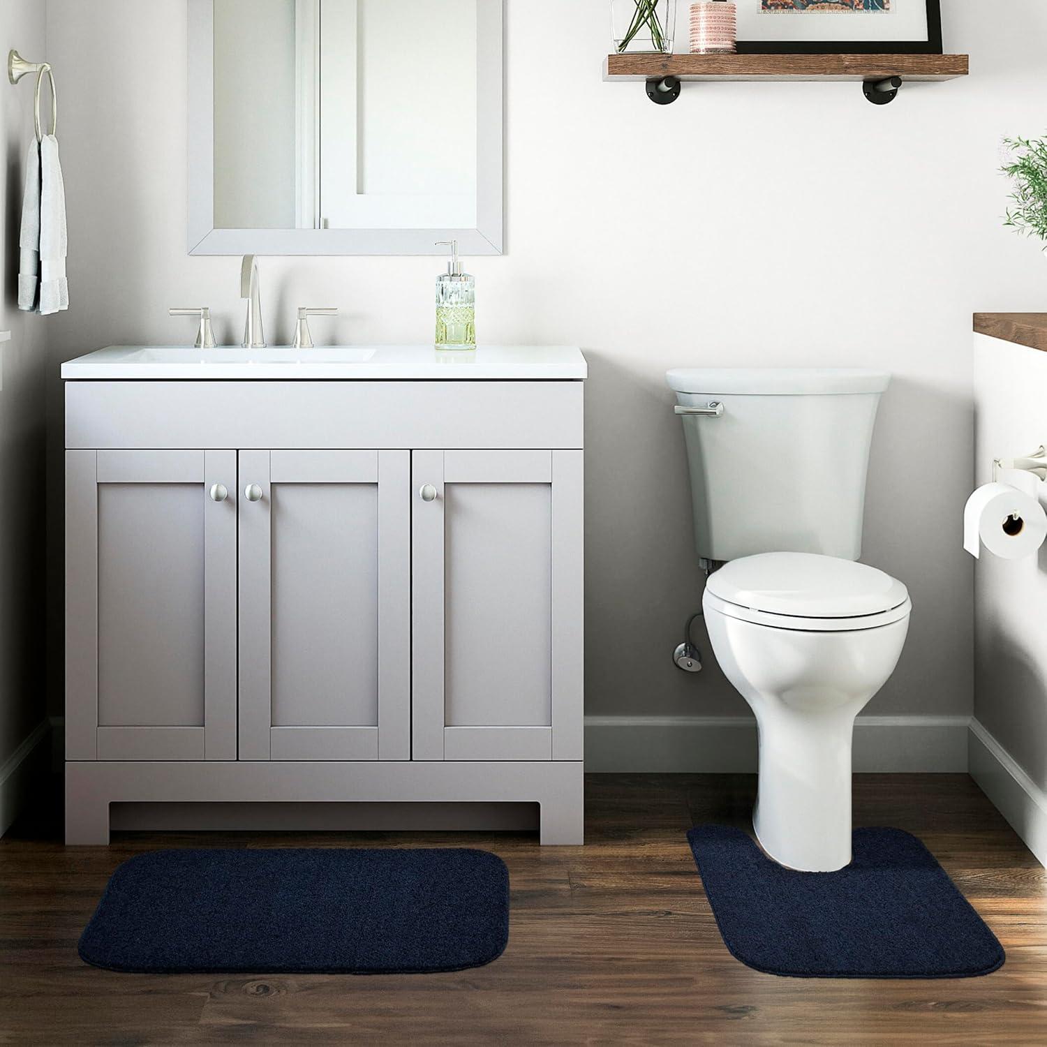Garland Rug Gramercy Washable Bath Rug Set, 2-Piece (20"x34" & Contour Rug) Navy