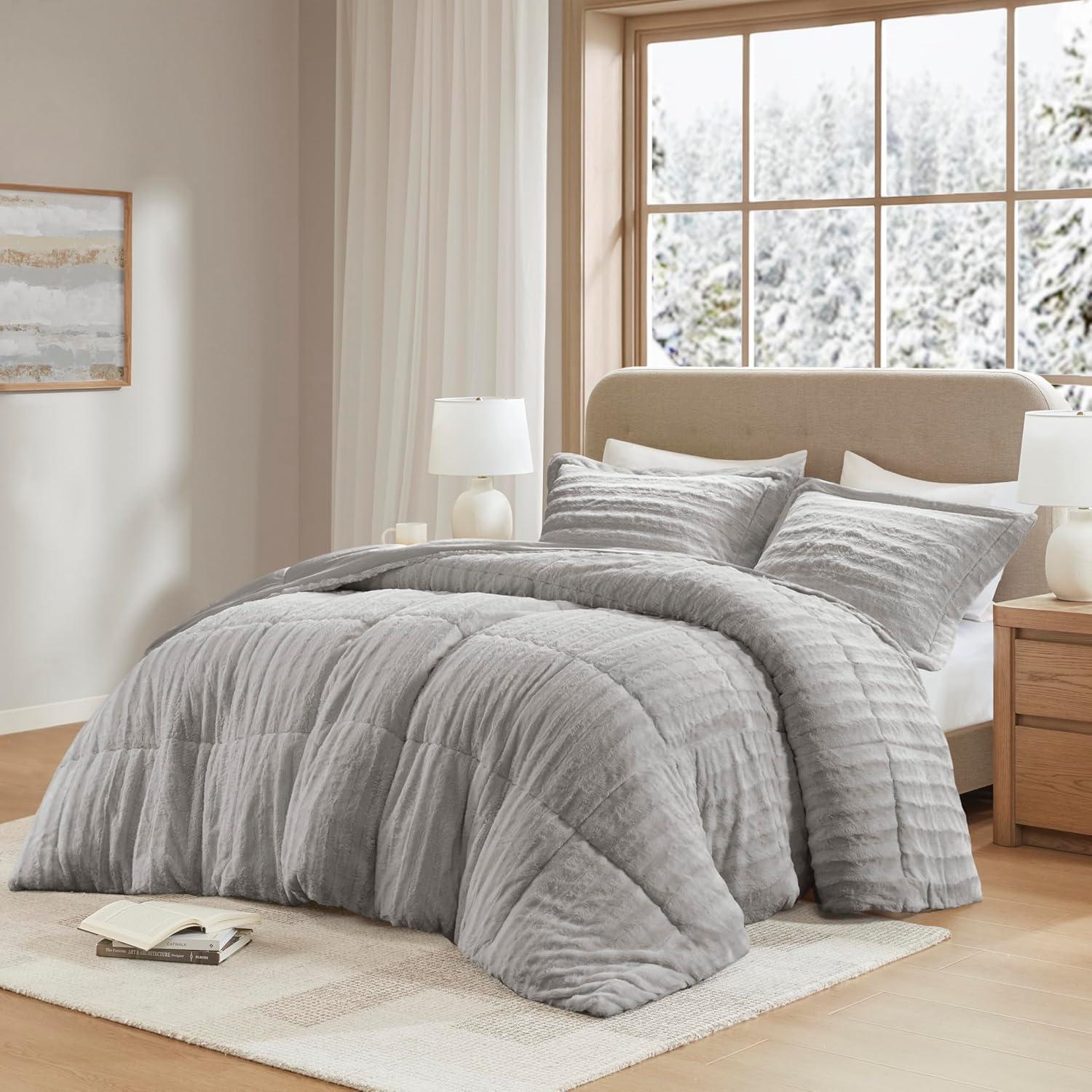 Madison Park Faux Fur 3 Piece Comforter Set