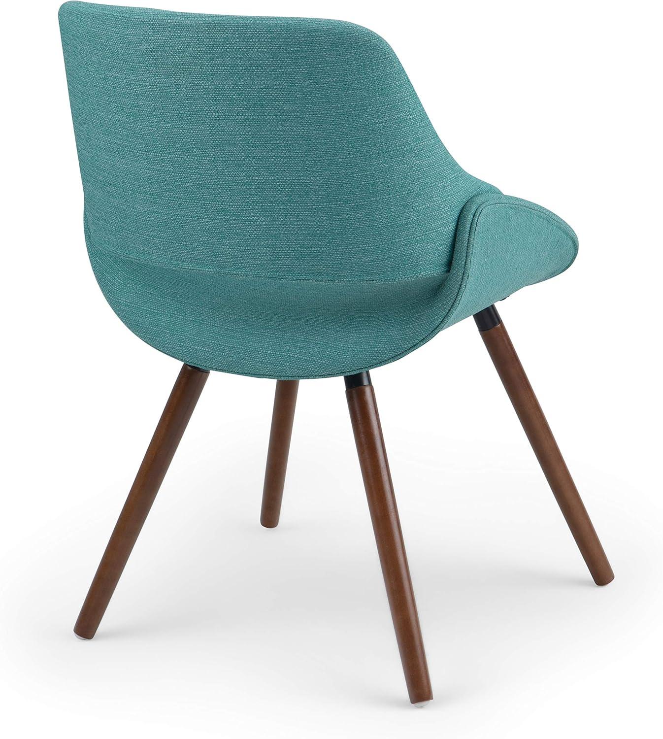 Turquoise Blue Upholstered Bentwood Side Chair in Mid Century Style