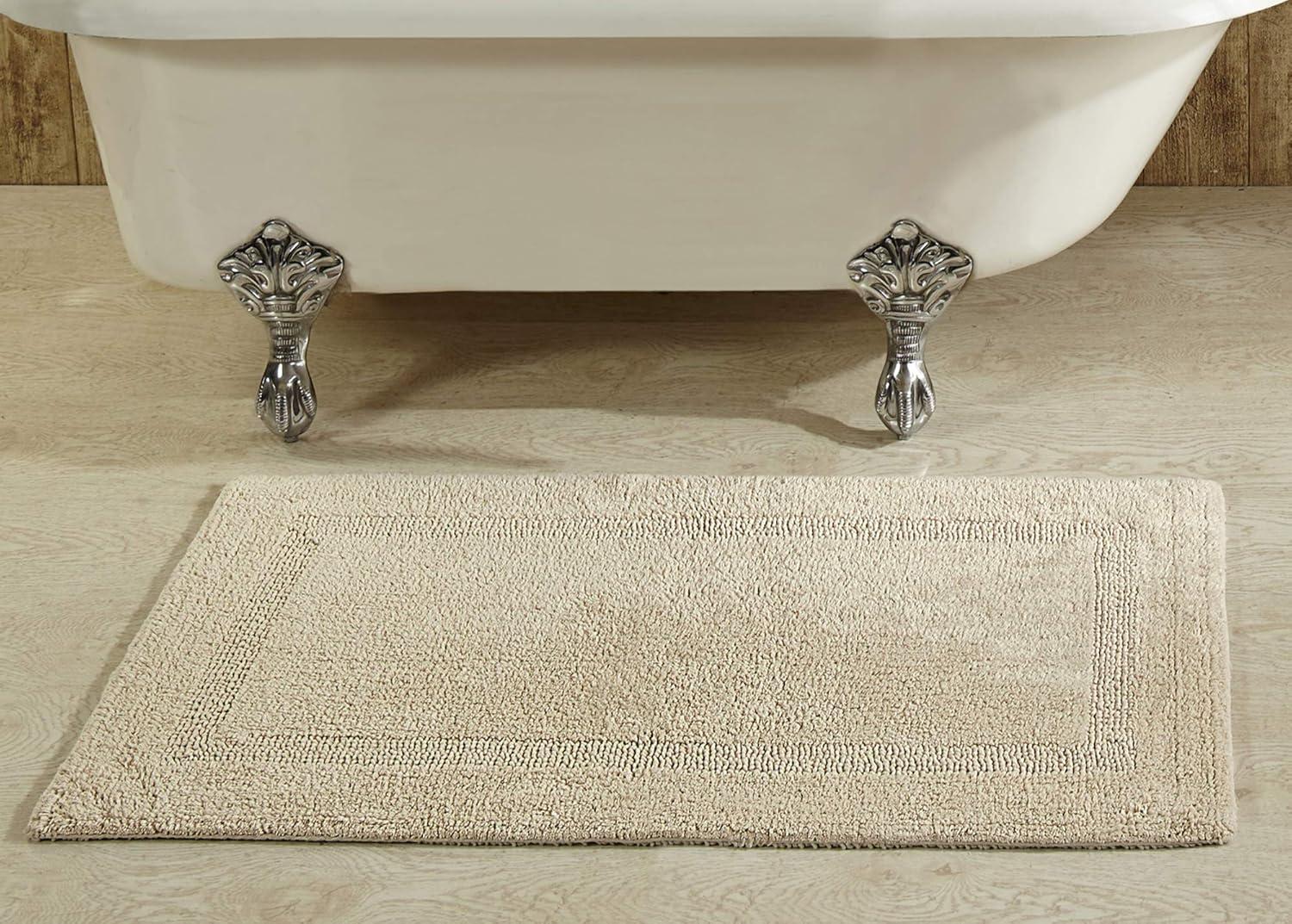 Better Trends 21" x 34" Premium Bathroom Rug Mat, 100% Cotton, Extra Soft Tufted Door Mat, Water Absorbent & Reversible Bath Mat (Sand) Lux Collection