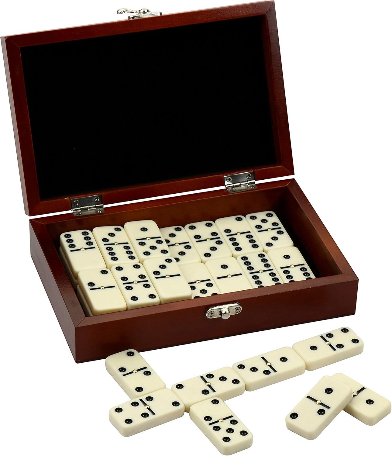 Premium Double-Six Domino Set with Walnut Wooden Case