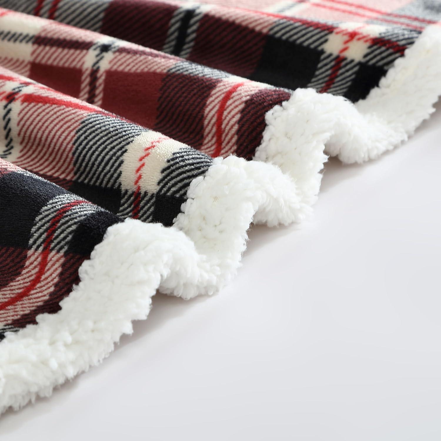 50"x60" Trailhead Plaid Reversible Throw Blanket Red - Eddie Bauer: Cozy Fleece, Machine Washable