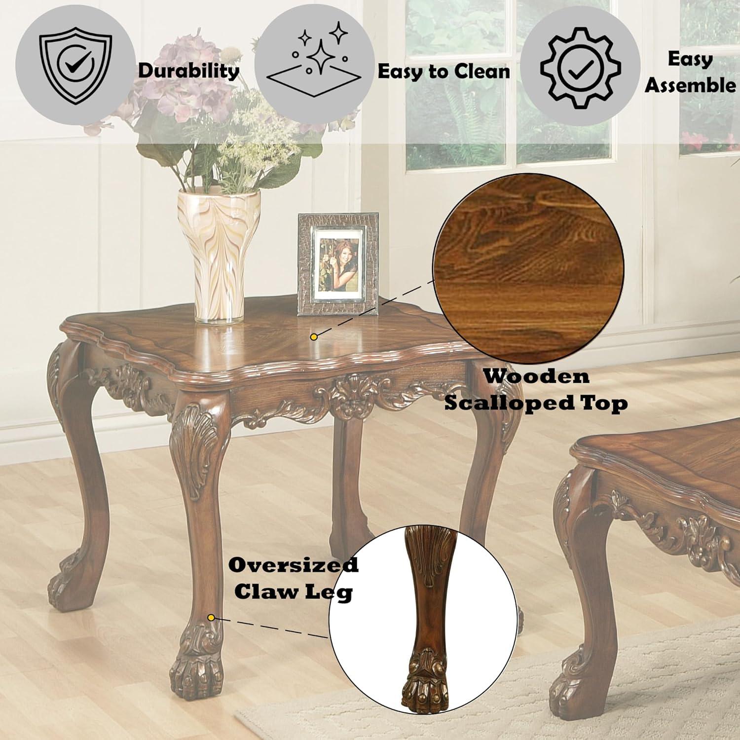 Wooden End Table In Traditional Style  Cherry Oak Brown - Saltoro Sherpi