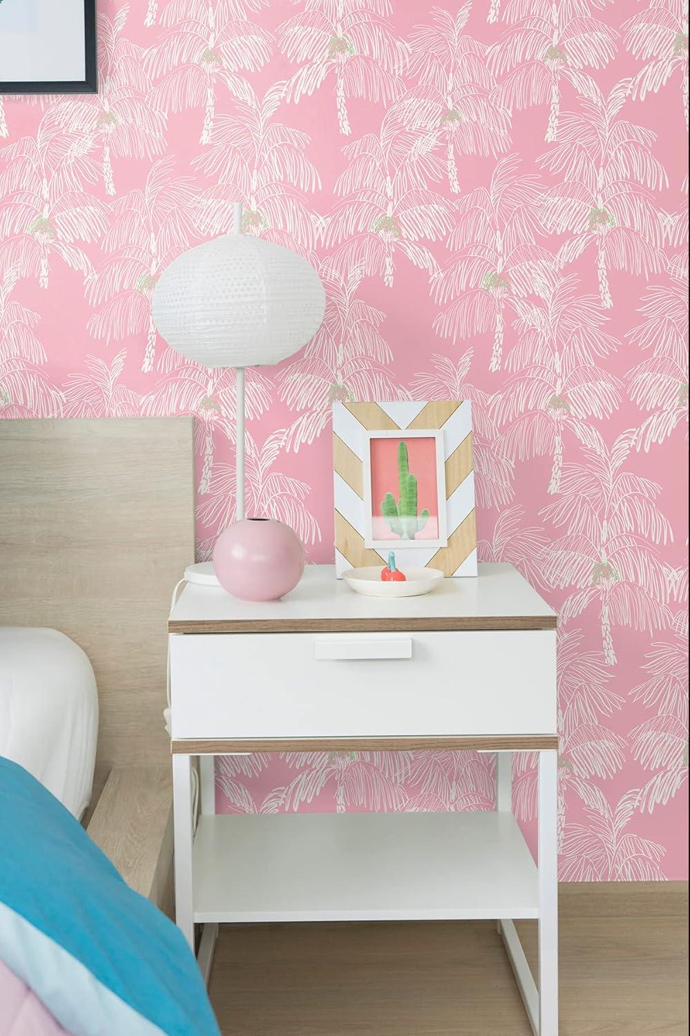 NextWall  Palm Beach Peel and Stick Wallpaper Flamingo