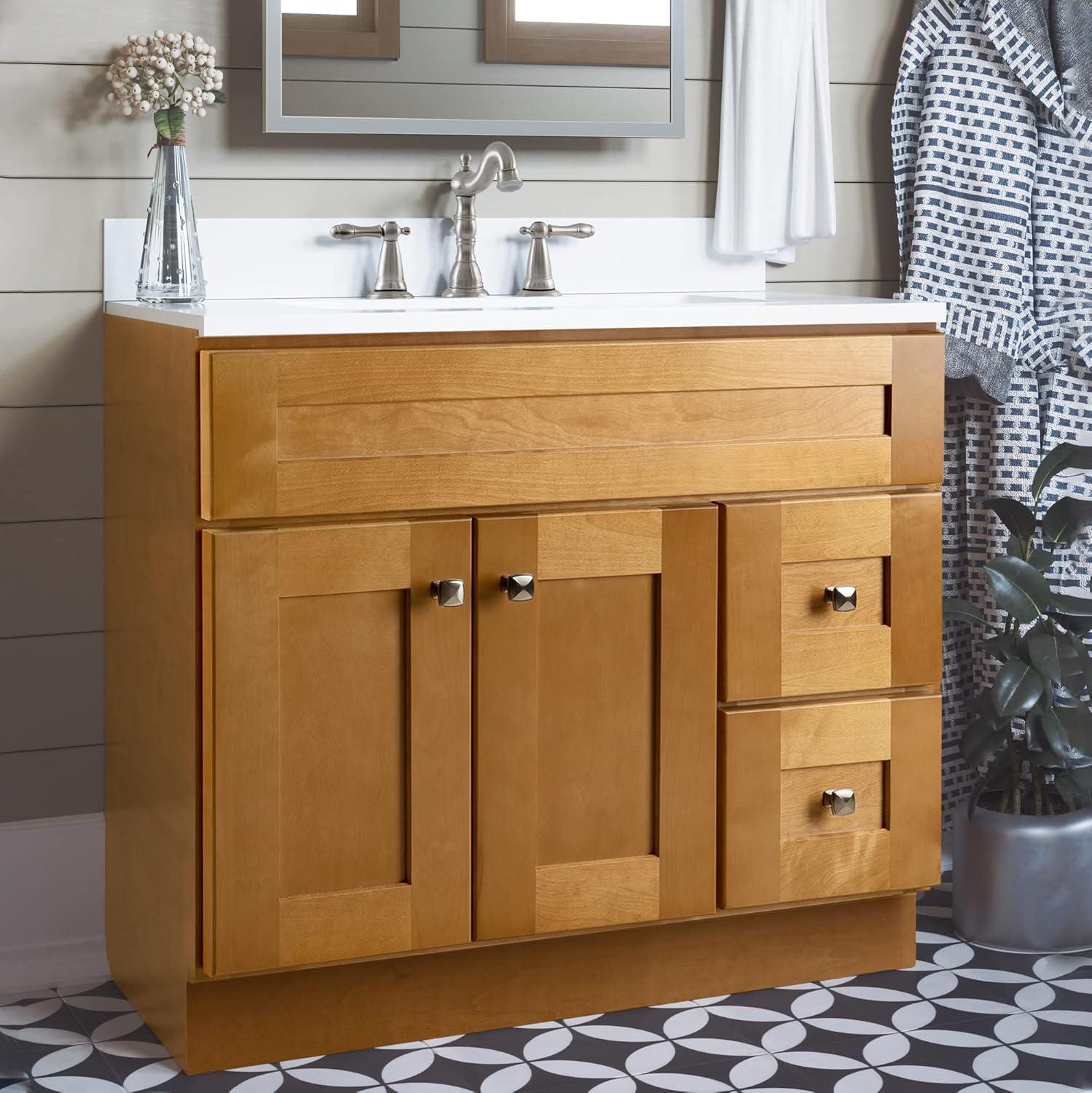 Brookings 36 Inch Bathroom Vanity, Solid Wood, Ready to Assemble