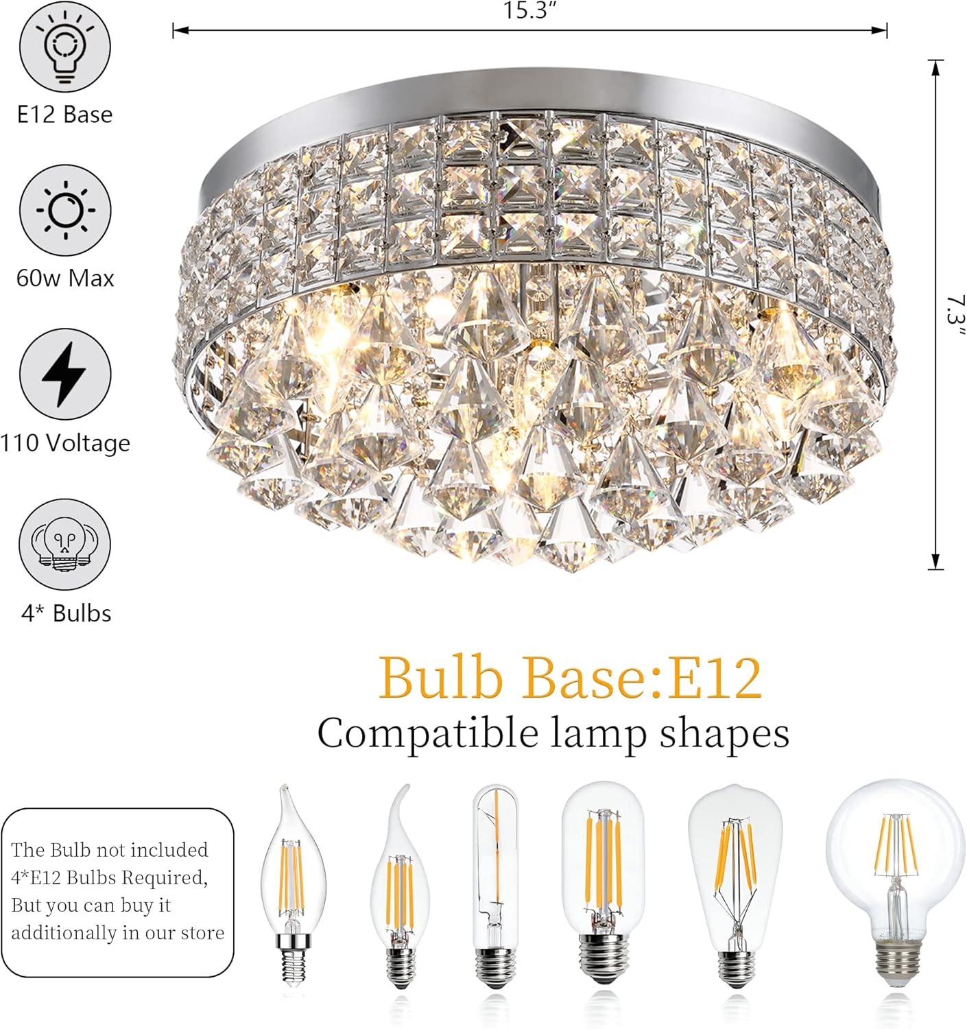 Chrome and Crystal Modern Drum Ceiling Chandelier