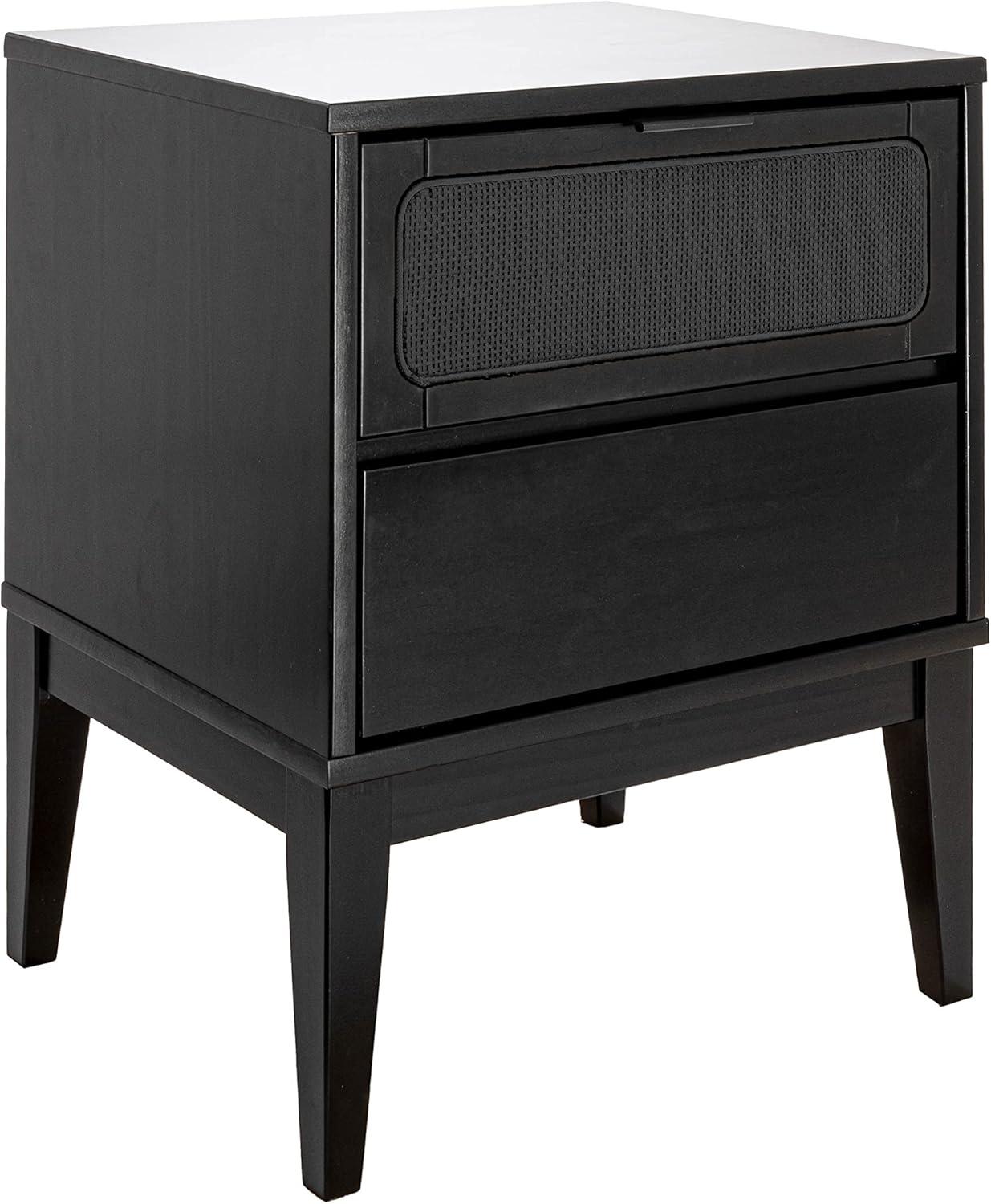 Storied Home Crawford Nightstand: Modern Bohemian Style, Solid Wood, Square Shape, 24" High