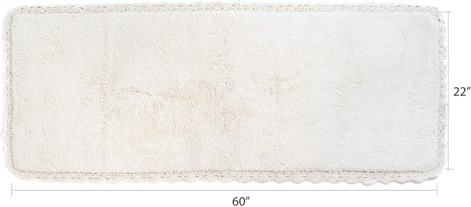 Provence Ivory Crochet 22"x60" Cotton Bath Runner