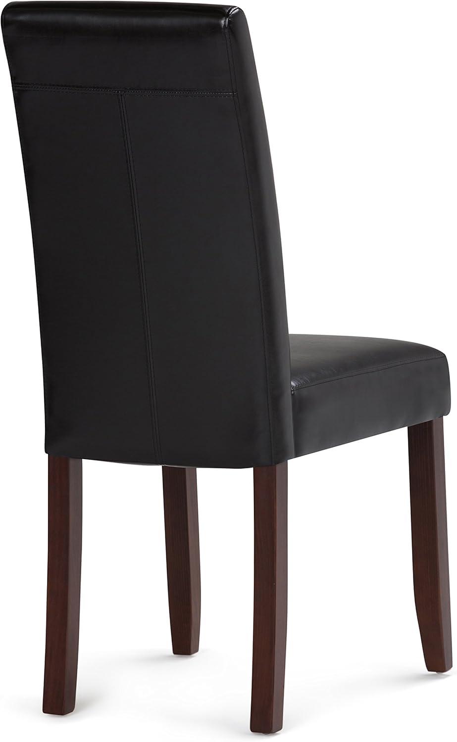 Acadian Midnight Black Faux Leather Upholstered Parsons Side Chair