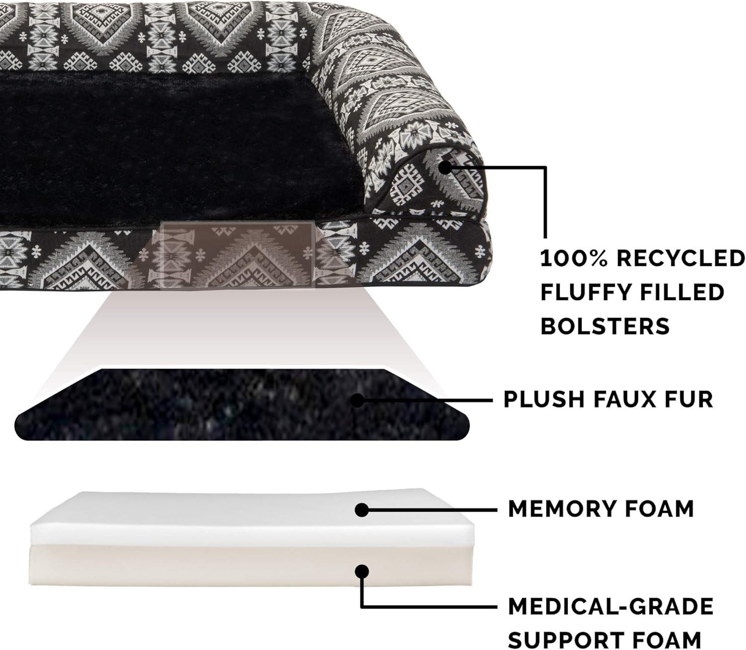 FurHaven Quilted Orthopedic Bolster Sofa Pet Bed