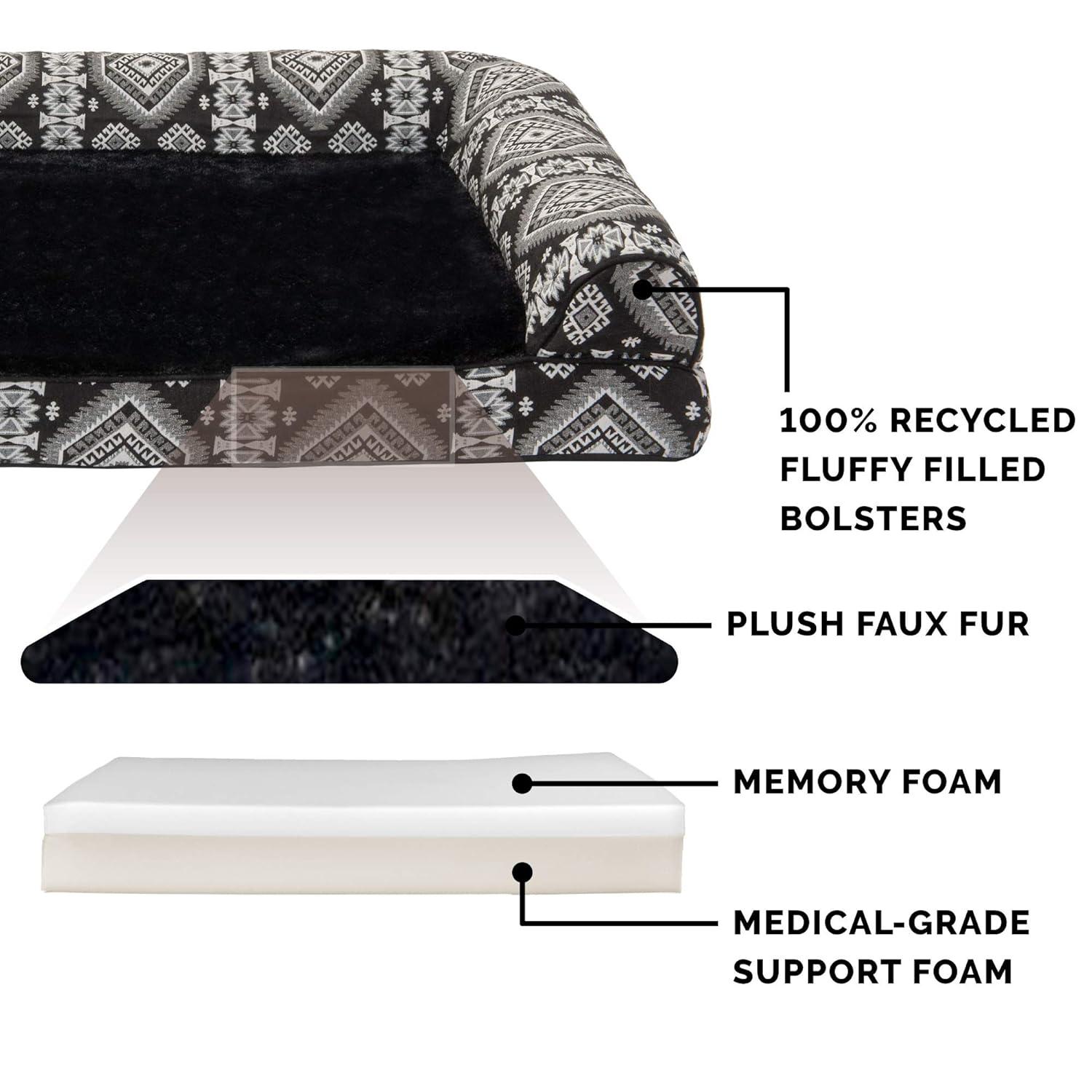 FurHaven Quilted Orthopedic Bolster Sofa Pet Bed