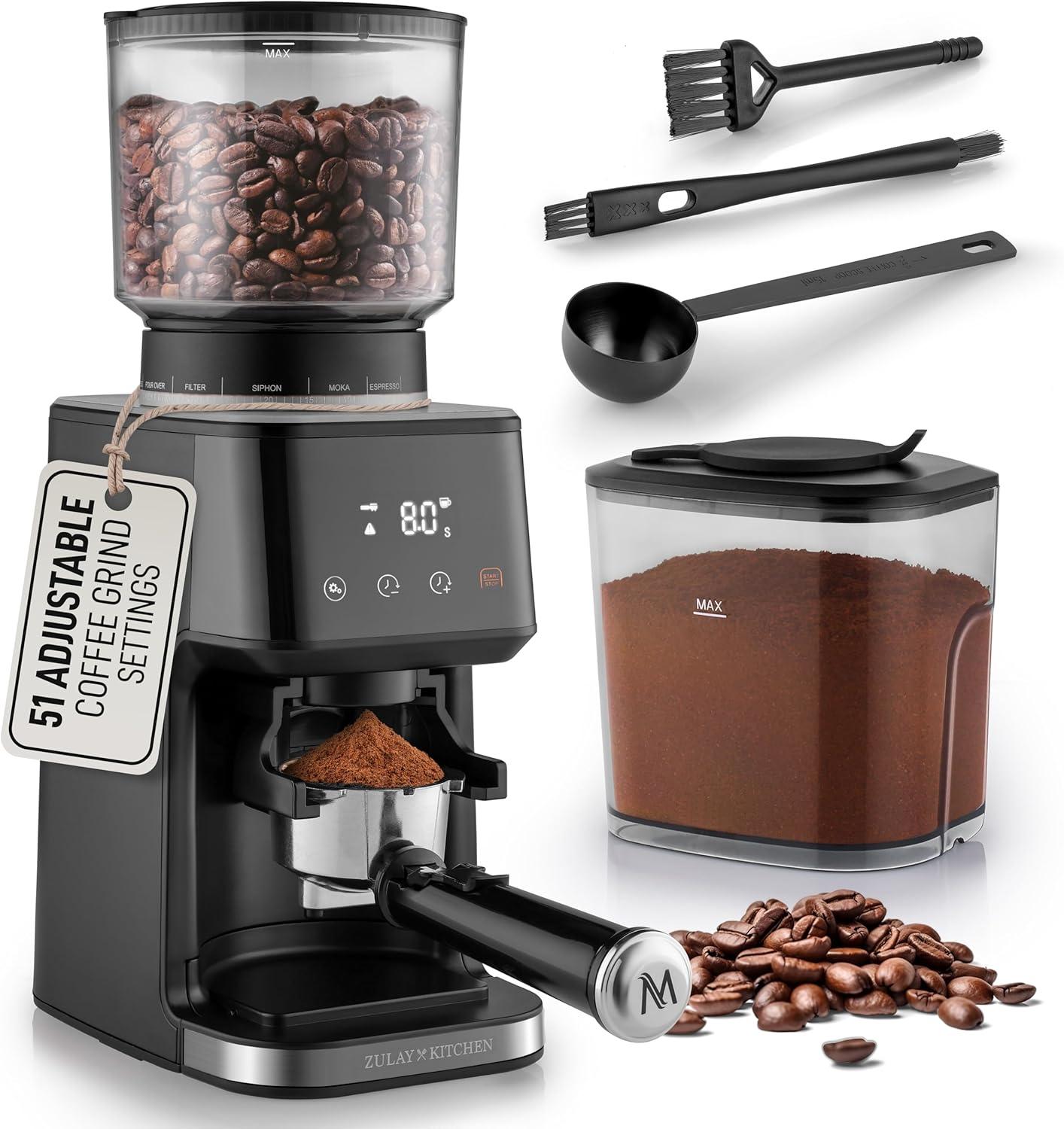 Zulay Kitchen Zulay Kitchen Adjustable Burr Coffee Grinder, Commercial Automatic Conical Coffee Bean Grinder
