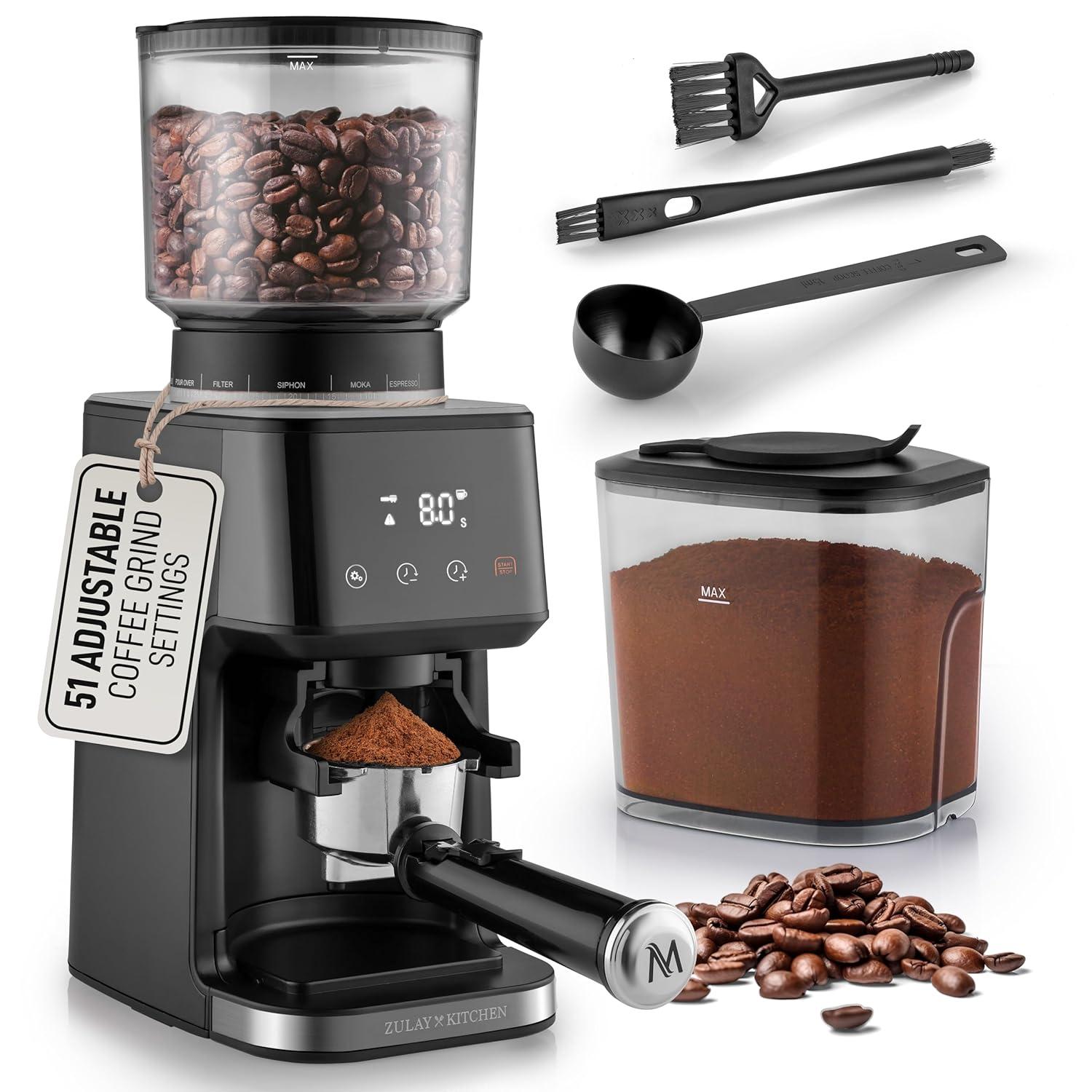 Zulay Kitchen Zulay Kitchen Adjustable Burr Coffee Grinder, Commercial Automatic Conical Coffee Bean Grinder