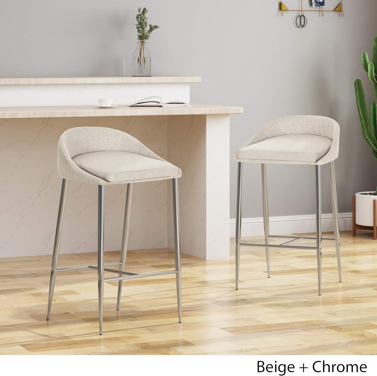 Ivy Bronx Modern&Simple Design Counter Stools Set of 2 – Upholstered Seats, Chrome-Finished Base for Kitchen Island or Breakfast Nook | Wayfair