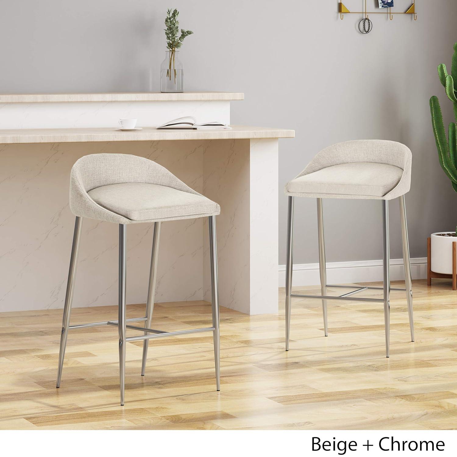Ivy Bronx Modern&Simple Design Counter Stools Set of 2 – Upholstered Seats, Chrome-Finished Base for Kitchen Island or Breakfast Nook | Wayfair