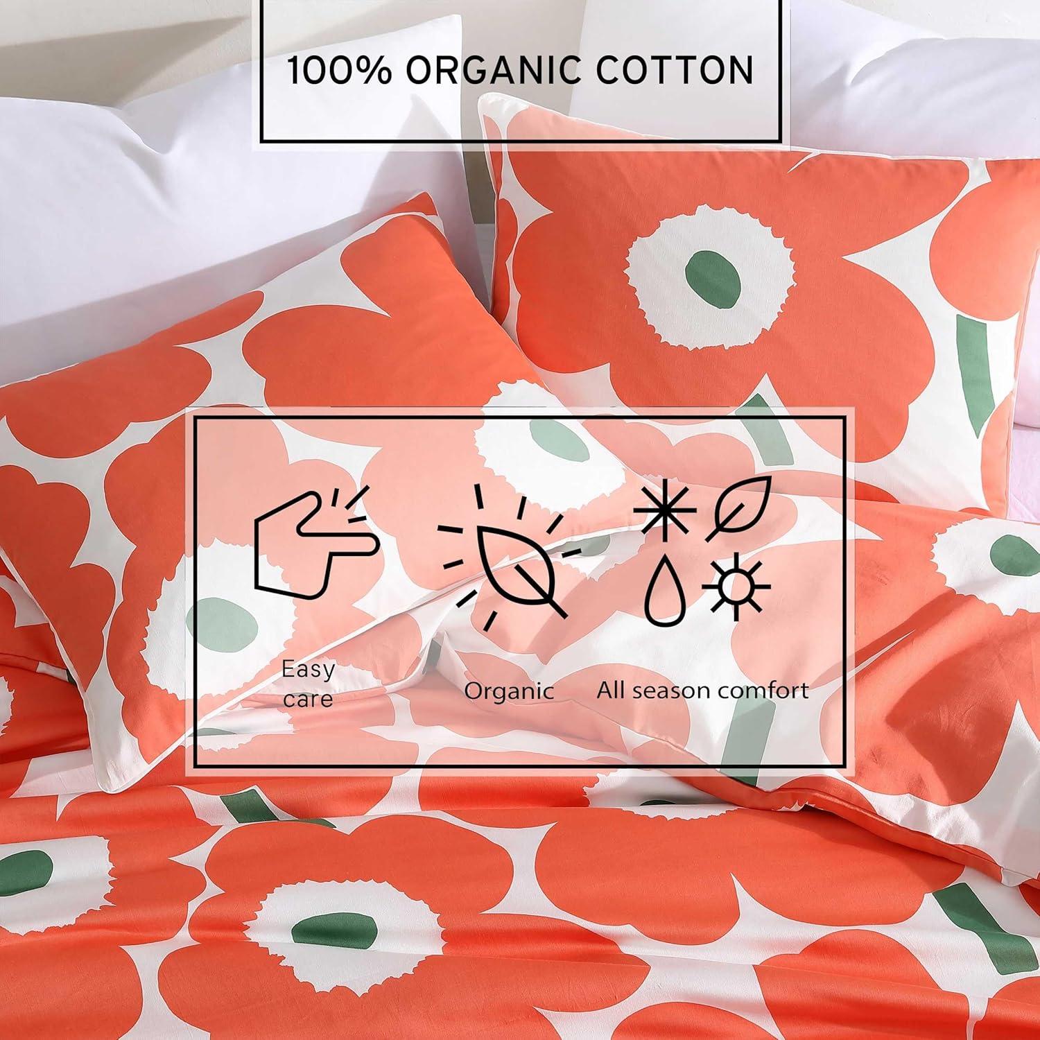 Unikko Green/White Organic Cotton Duvet Cover Set
