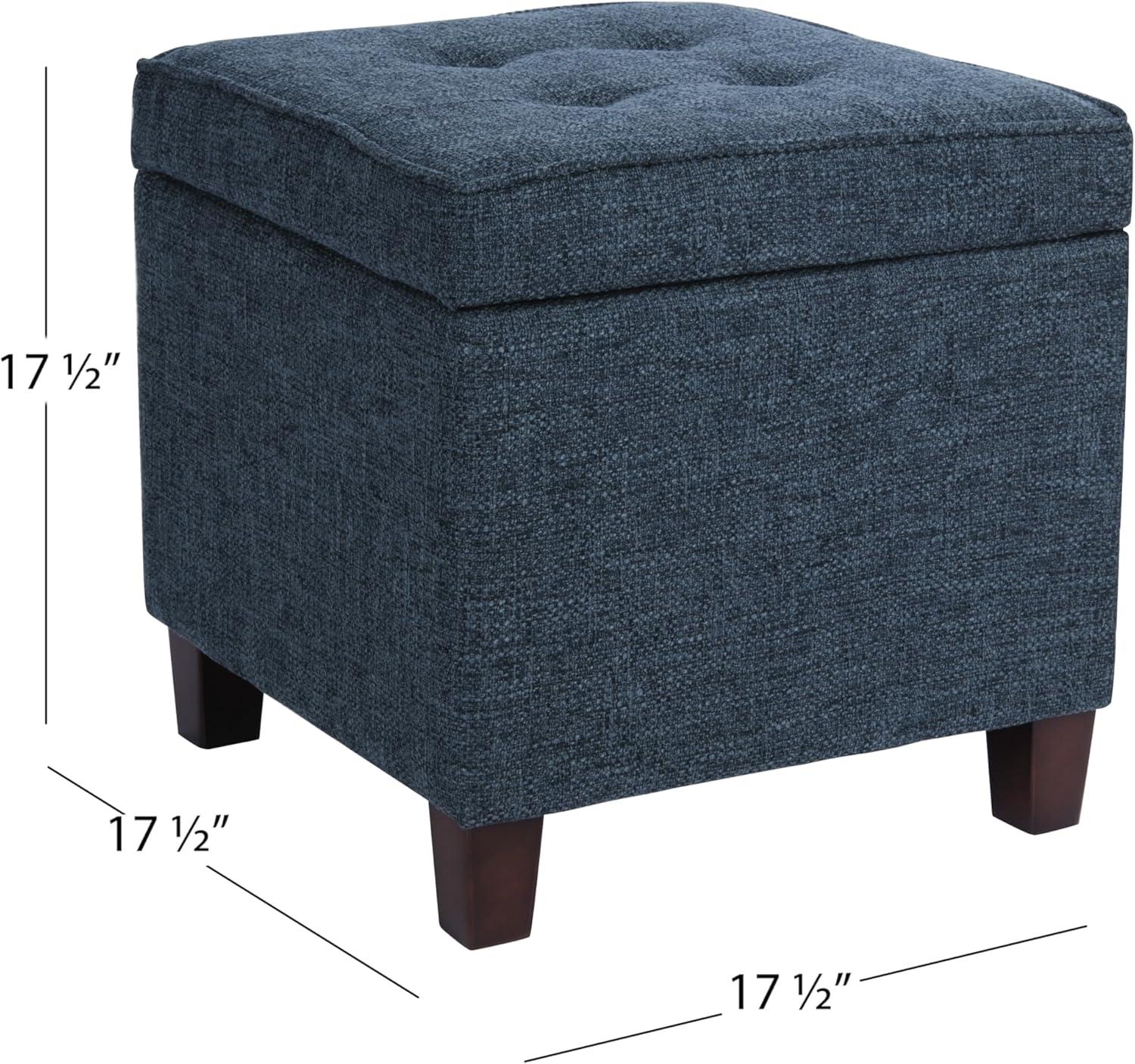 Small Textured Navy Tufted Storage Ottoman