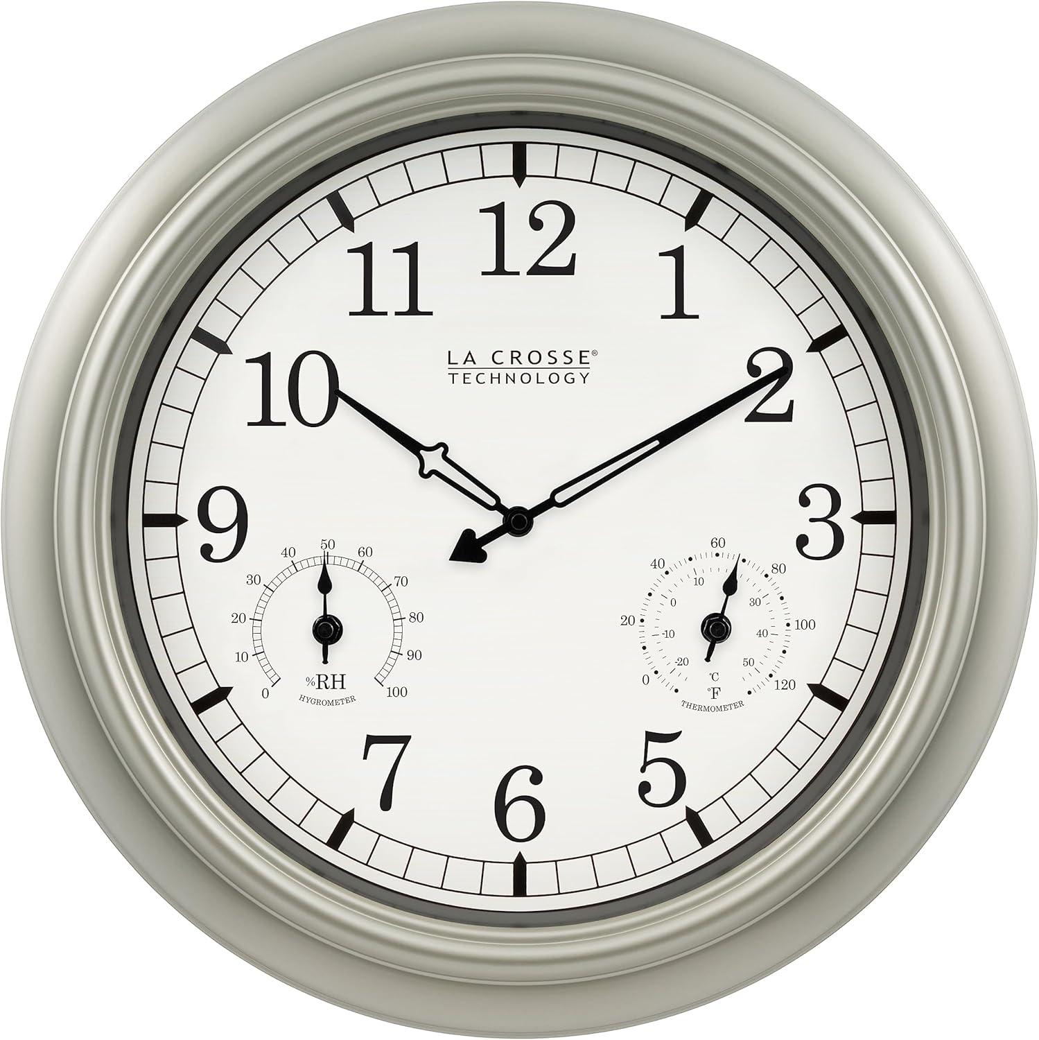 JIAHAO WT-3181PL-Q Quartz Indoor/Outdoor Wall Clock, 18"