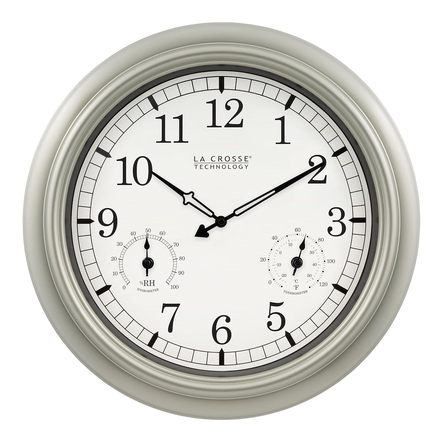 JIAHAO WT-3181PL-Q Quartz Indoor/Outdoor Wall Clock, 18"