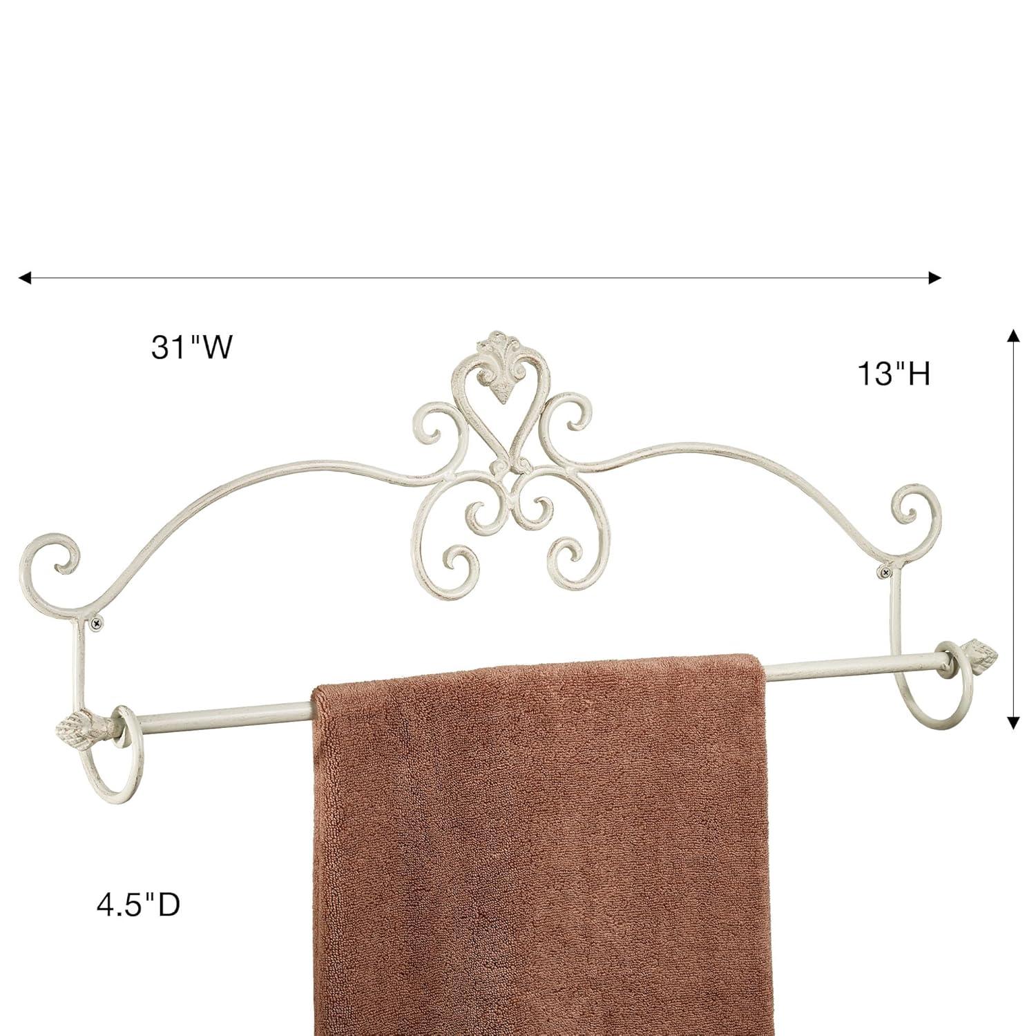 Graceful Aldabella Scroll Wall Mount Towel Bar Creamy Gold 30"
