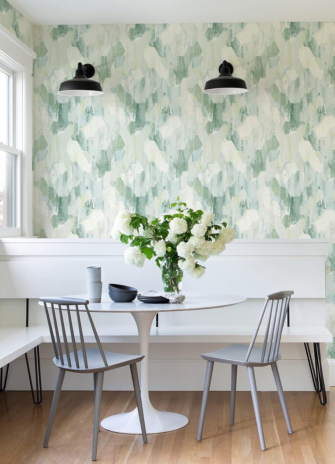 Sage Green Floral Non-Pasted Washable Wallpaper Roll