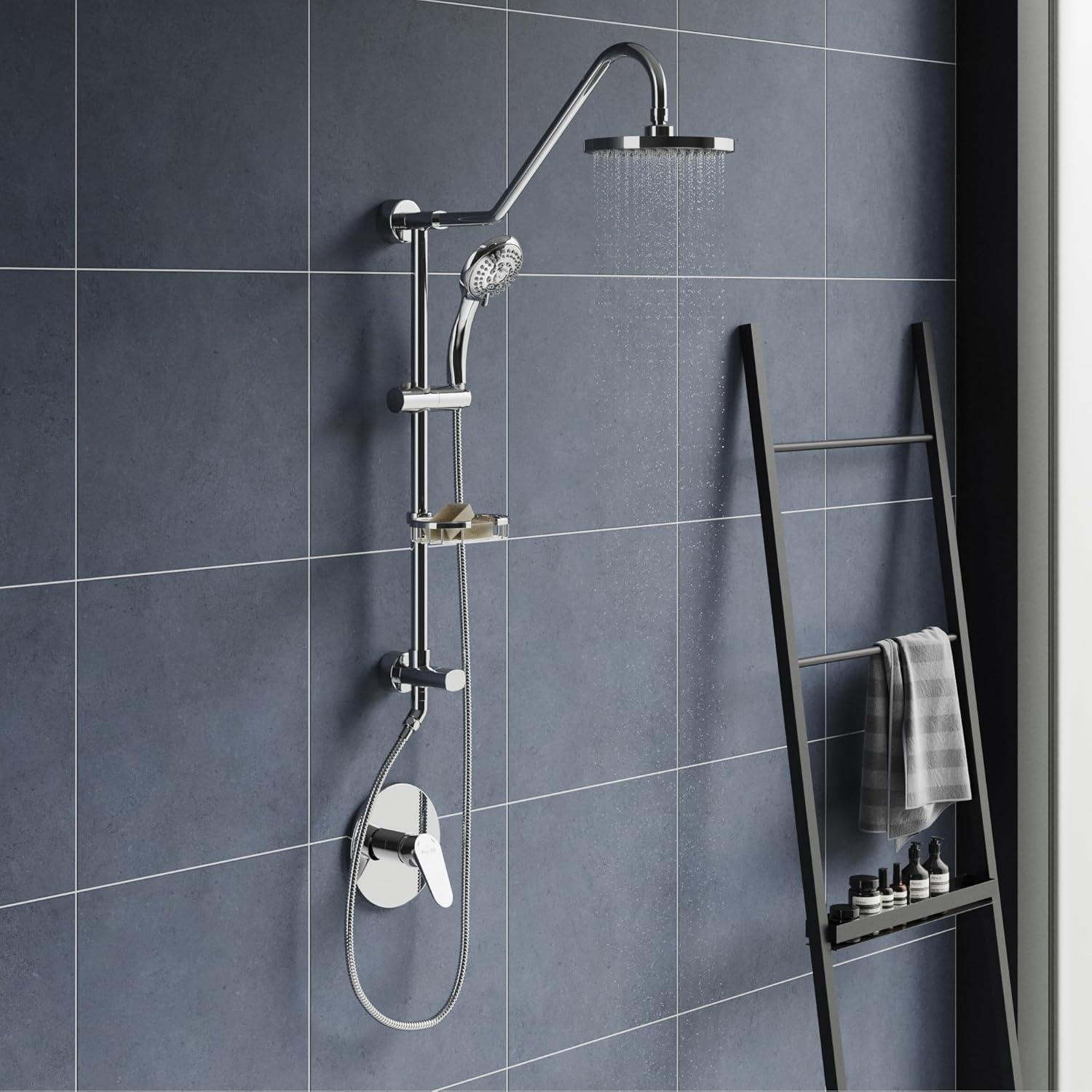 Chrome Adjustable Height Rain Shower System with Handheld