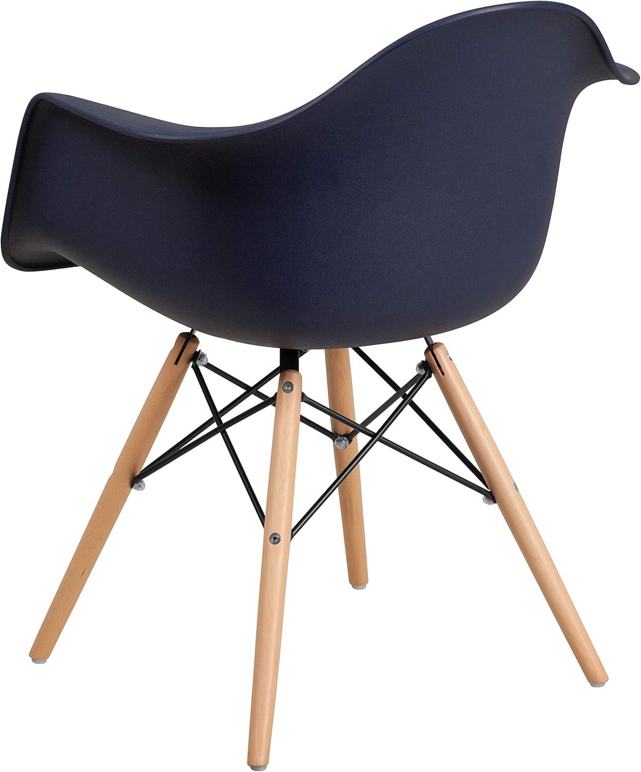 Flash Furniture Alonza Series Plastic Chair with Arms and Wooden Legs